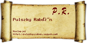 Pulszky Rabán névjegykártya